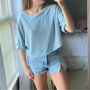 Blue short sleeve sweater
